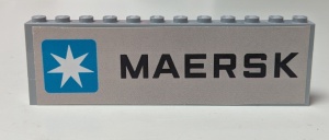 BA030pb01-86G Steen 12x1x3 (3x steen 1x12) met MAERSK Logo (Sticker) grijs, licht (blauwachtig) gebruikt *5V09-2
