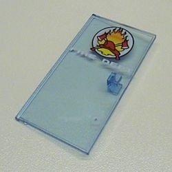 bb0003pb01-74 Deur 1x4x6 met 'Fire Dept' Logo transparant middenblauw NIEUW *