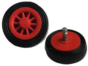 bb0019c01-5G Wiel met spaken klein met zwarte gladde band rood gebruikt *5W000