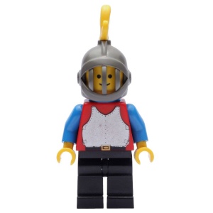 cas195G Chain Mail - Grill helm, zwarte benen, blauwe armen, gele pluim gebruikt *0M0000
