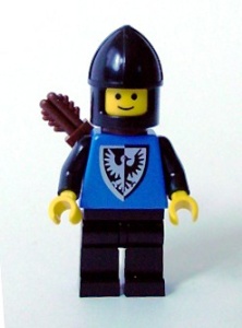 cas254G Zwarte Falcon - Zwarte helm kinbescherming, blauw pak met valken wapen, pijlenkoker gebruikt *0M0000