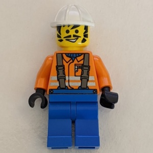 con003G Bouwvakker - Oranje Overall en witte constructiehelm gebruikt *0M0000