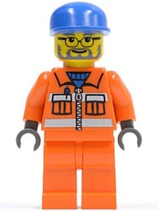 cty0158 Vuilnisman 3- oranje vest, bril en baard, blauwe pet lange klep NIEUW *0M0000