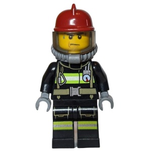 cty0348 Brandweerman reflectiestrepen donkerrode helm gele luchttank NIEUW *0M0000