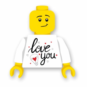 CUS9083 Torso (zonder hoofdje) Valentijn- LOVE you wit NIEUW *0A008