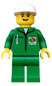 oct013G Octan - Groene overall OCTAN logo met witte Cap gebruikt *0M0000