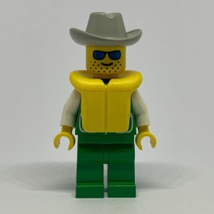 pck004G Groen jas met twee grote zakken, groene benen, Light Gray Cowboy Hat gebruikt *0M0000