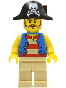 pi141G Piraat blauw vest en piratenhoed gebruikt *0M0000