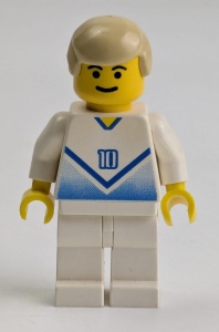 soc084G Voetballer witte/blauw Player met shirt #10 gebruikt *0M0000