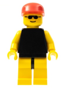 trn037 Zwarte torso met gele armen, gele benen, zonnebril, rode Cap NIEUW *0M0000