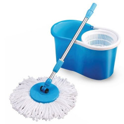 Mop Rotativ 360° cu Stoarcere Automată + Rezervă Microfibră Cadou