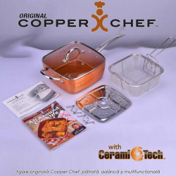 Copper Chef Original - Tigaie Patrata Adanca Multifunctionala Set 5 Piese