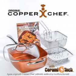 Copper Chef Original - Tigaie Patrata Adanca Multifunctionala Set 5 Piese