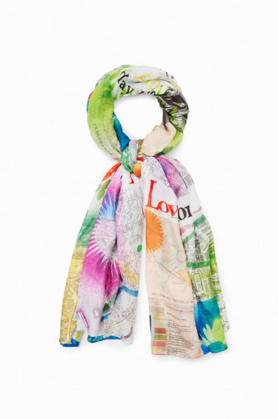 Esarfa DESIGUAL Fou Newspaper Colors Rect