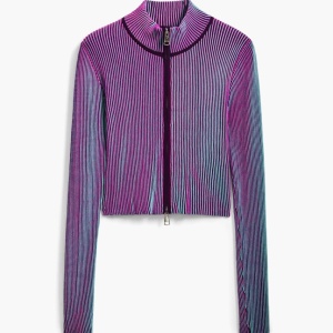 CARDIGAN DESIGUAL CU FERMOAR ÎN DUNGI VERTICALE - Img 2
