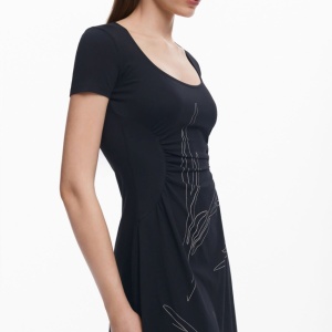 ROCHIE DESIGUAL MIDI CU SILUETE FLORALE - Img 5