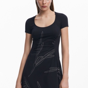 ROCHIE DESIGUAL MIDI CU SILUETE FLORALE - Img 6