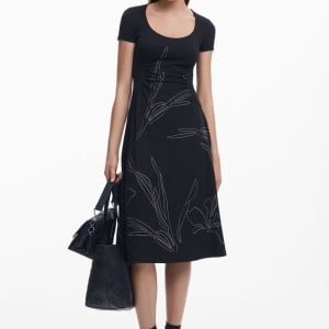 ROCHIE DESIGUAL MIDI CU SILUETE FLORALE - Img 1