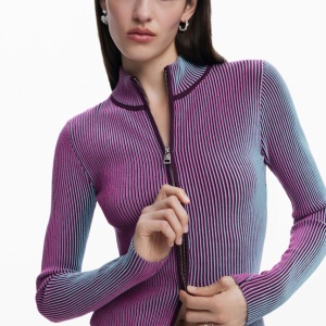 CARDIGAN DESIGUAL CU FERMOAR ÎN DUNGI VERTICALE - Img 6