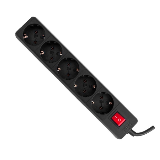 Prelungitor TED 5 prize 5m, negru, cu intrerupator TED000842