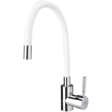 Baterie bucatarie monocomanda pipa flexibila inox, alb EVOSANITARY 680339