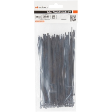 COLIERE DE PLASTIC NEGRU 7.6*370 MM 100 BUC 679361 EVOTOOLS