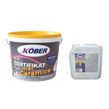 Vopsea lavabila zertifikat microsfere ceramice 15l, alb mat + amorsa KOBER