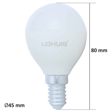 BEC LED SFERIC E14 LUMINA RECE 8W 6500K G45 33792 LOHUIS