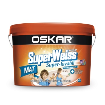 Vopsea lavabila mat superweiss 2.5 l, alb, interior anti mucegai OSKAR