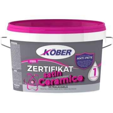 Vopsea lavabila zertifikat microsfere ceramice 3l, alb satin KOBER