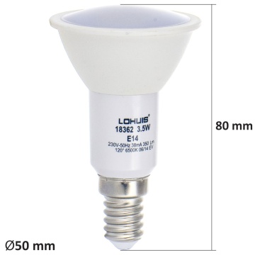 BEC LED SPOT LUM.RECE E14 3.5W 6500K R50 18362 LOHUIS