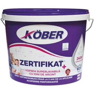 Vopsea lavabila zertifikat 17.5l, alb, interior plus, cu ioni de argint