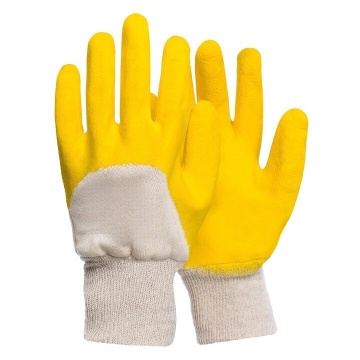 Manusi galbene din textil, cu latex m10