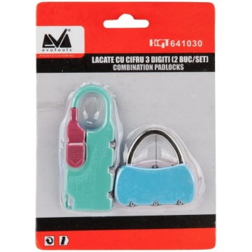 SET 2 LACATE DE BAGAJ CU CIFRU EVOTOOLS 641030