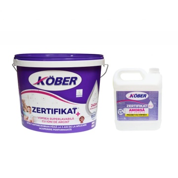 Vopsea lavabila KOBER zertifikat siliconic de, exterior 15l, cu amorsa 3l