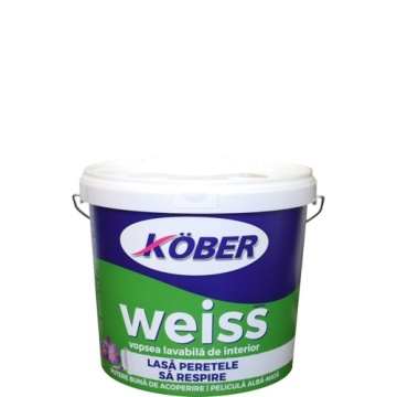 Vopsea lavabila weiss 15l, alb, interior KOBER