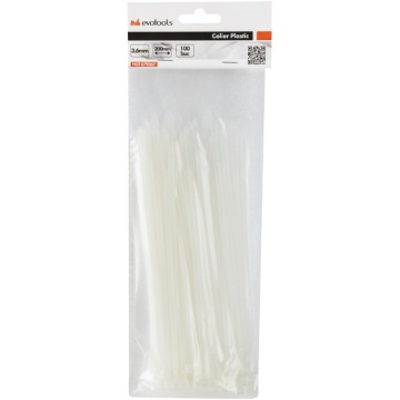 COLIERE DE PLASTIC ALB 2.5*100 MM 100 BUC 679364 EVOTOOLS