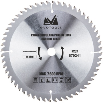 Panza circulara vidia 200mm*2.2mm g25.40 ets 638011 EVOTOOLS