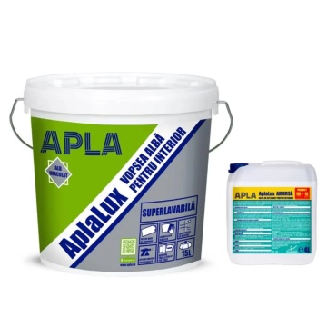 Vopsea lavabila APLA lux 15l, alb, interior +amorsa 4l APLA