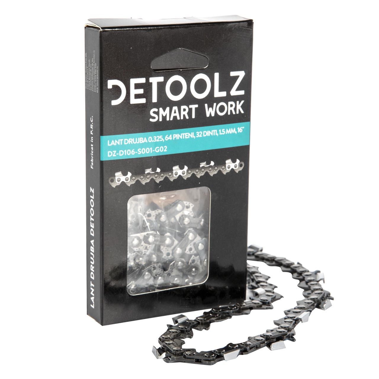 Lant drujba Detoolz, lungime 16'', pas 0.325'', grosime 1.5mm, 64 pinteni, 32 dinti, full chisel [1]