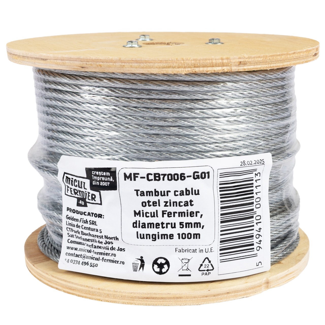 Tambur cablu otel zincat Micul Fermier, diametru 5mm, lungime 100m [2]