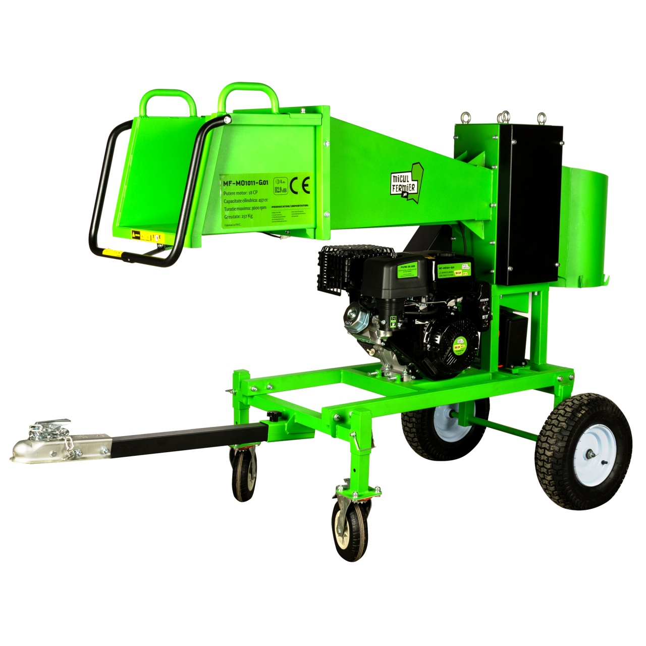 Tocator crengi Micul Fermier, motor benzina 18CP, diametru maxim de taiere Ø120mm, cu carlig de remorcare, pentru brichete [16]