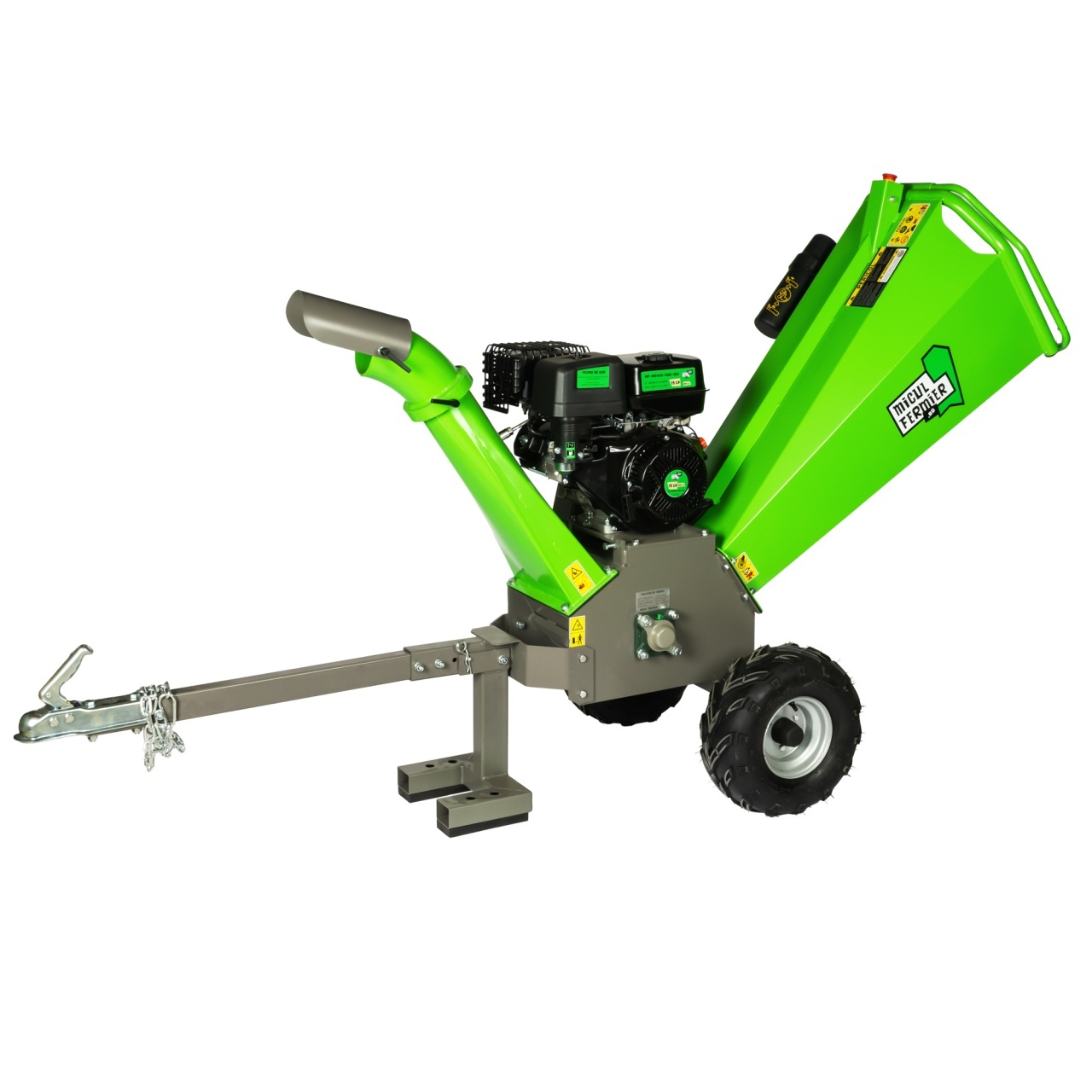 Tocator de crengi Micul Fermier, motor benzina 15 CP, cu carlig de remorcare, 120 mm diametru maxim de taiere, pentru rumegus [10]