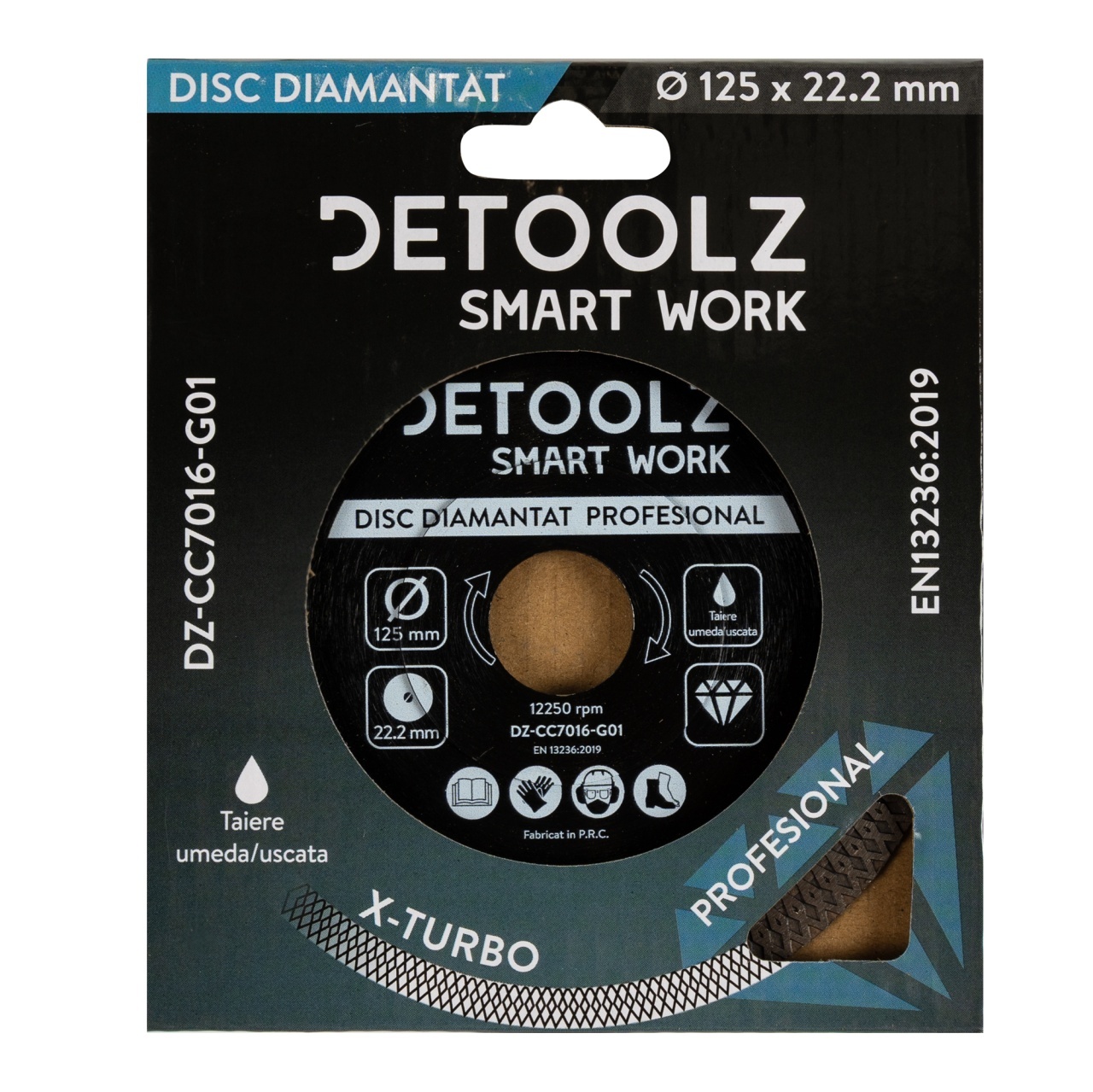 Disc diamantat turbo Detoolz 125x22.2mm, taiere umeda/uscata [3]