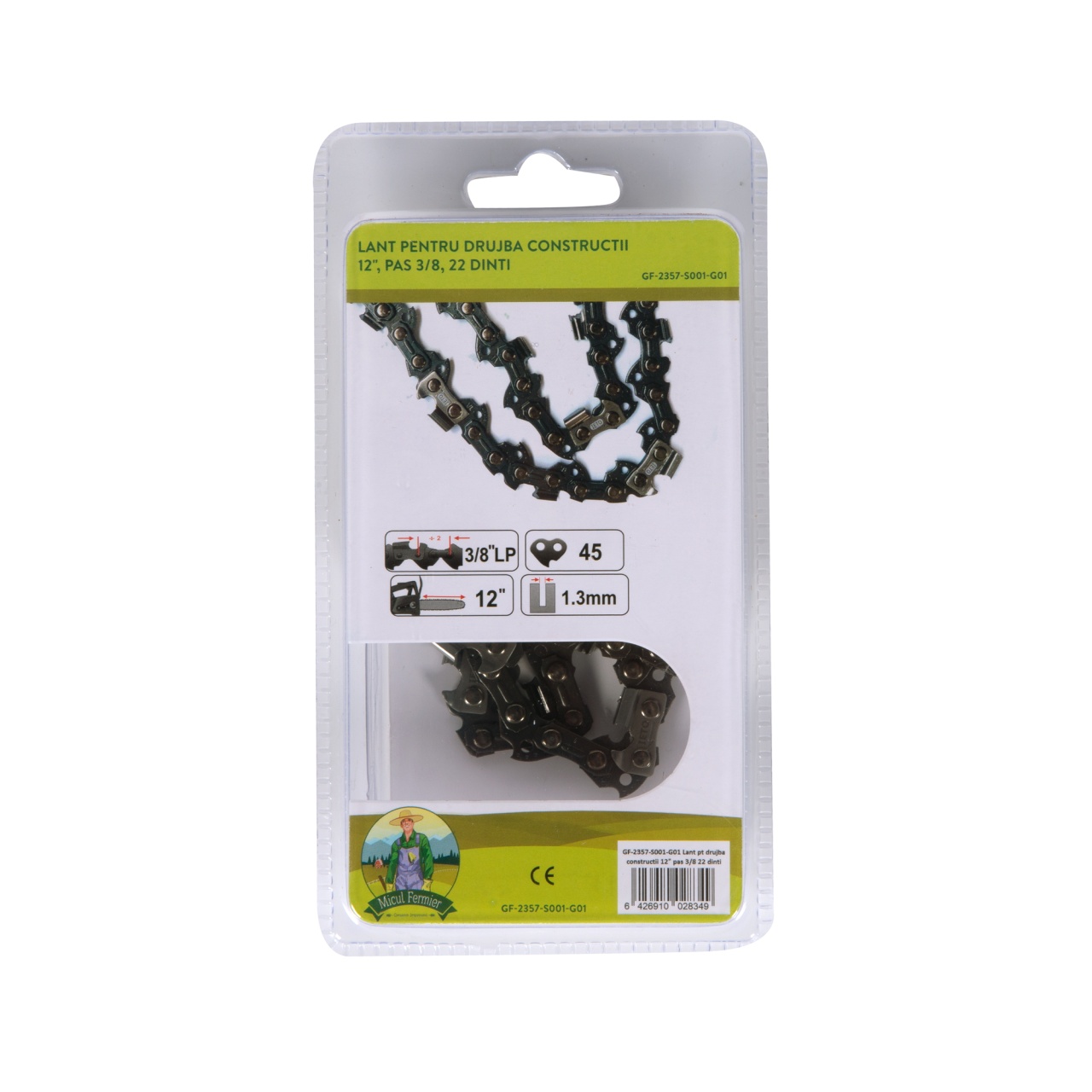 Lant drujba Micul Padurar, lungime 12'', pas 3/8'', grosime 1.3mm, 44 pinteni, 22 dinti, semi-chisel [1]