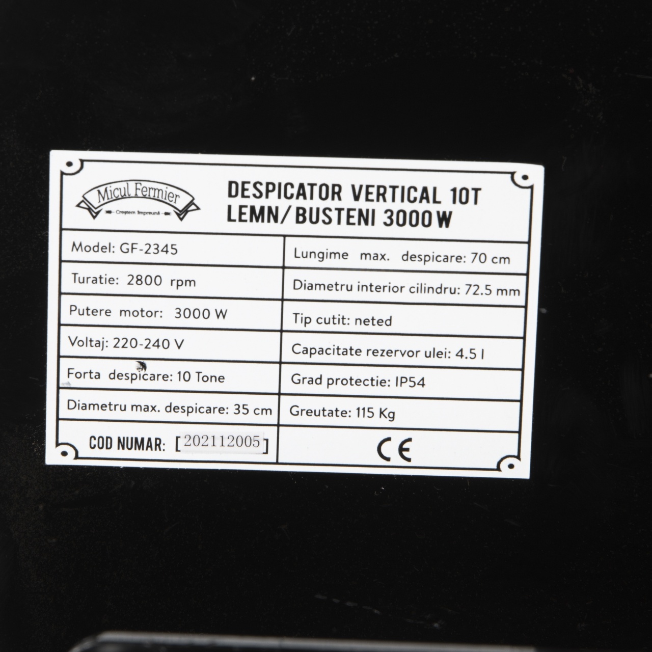 Despicator vertical 10T lemn/busteni 3000W [3]