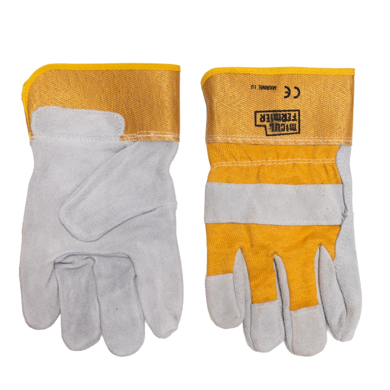 Manusi de lucru Micul Fermier, piele gri/galben, 10 [2]