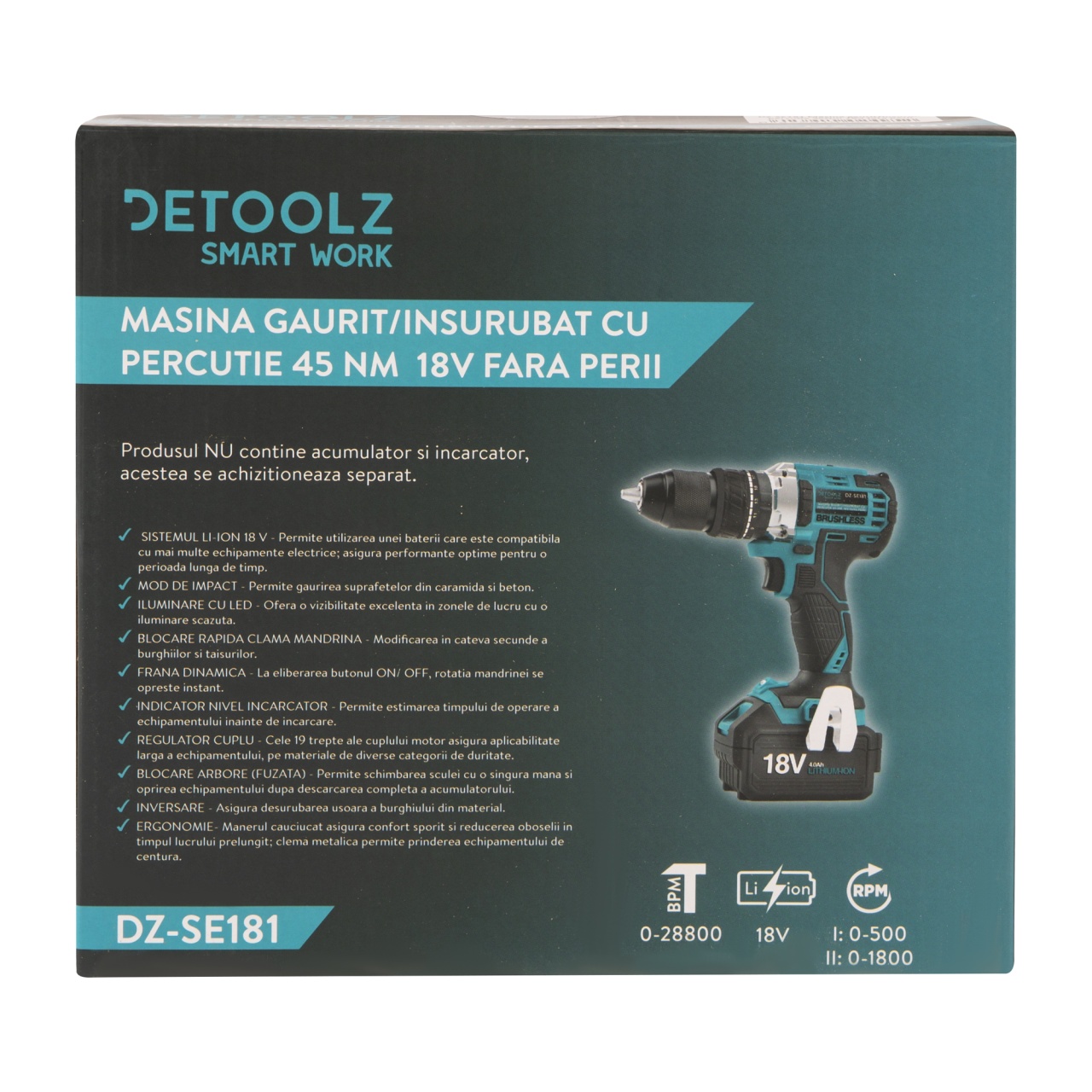 Masina gaurit/insurubat percutie 45Nm 18V fara perii [9]