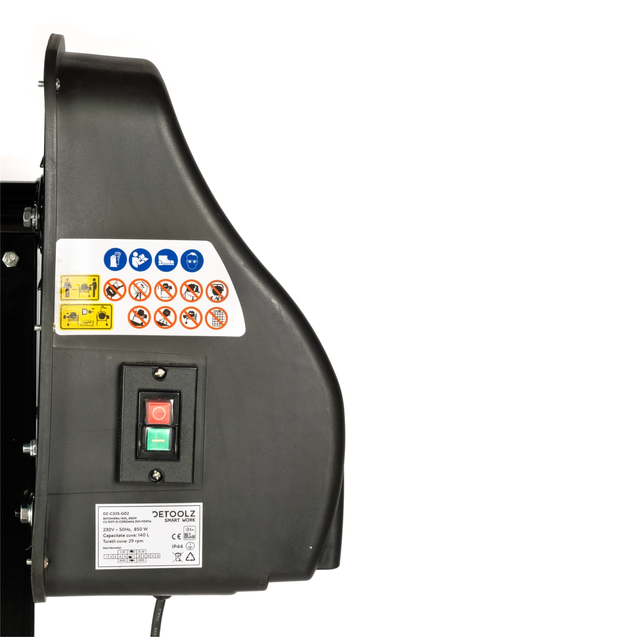 Betoniera Detoolz 140L, 850W, cu roti si coroana de fonta [14]
