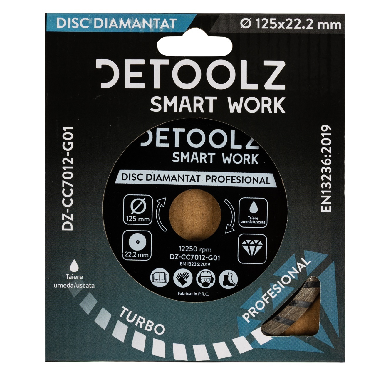 Disc diamantat turbo Detoolz 125x22.2mm, taiere umeda/uscata [3]